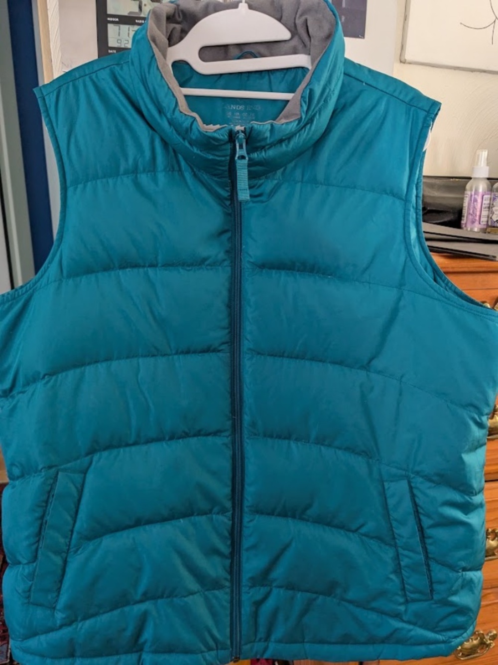 Land's End Teal Down Puffy Vest, Women's 1x